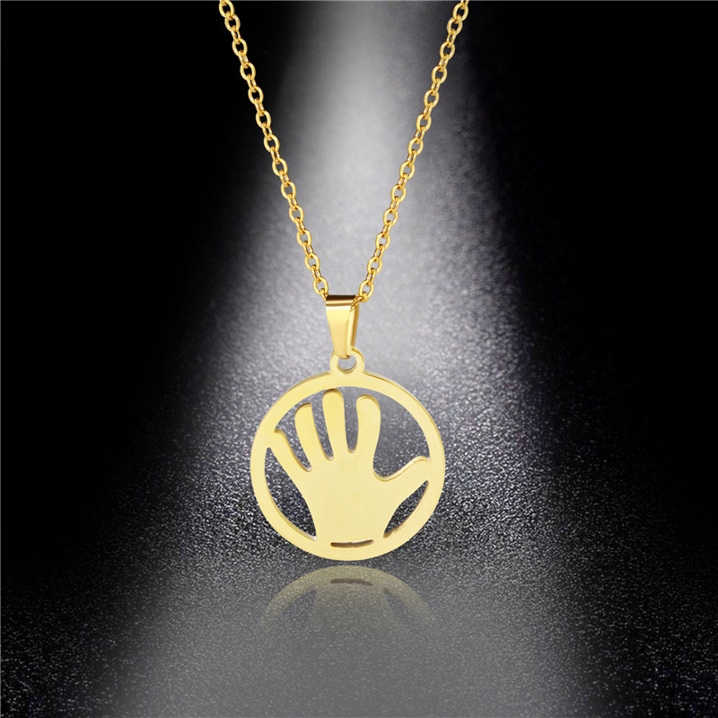 Golden Palm Necklace Female Round Titanium Steel Geometric Slap Pendant Long Sweater Chain Pendant
Golden Palm Necklace Female Round Titanium Steel Geometric Slap Pendant Long Sweater Chain Pendant