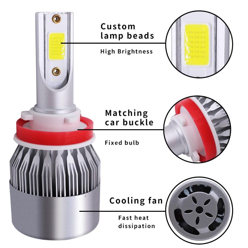 2pcs H11 LED H7 C6 Car Headlight Bulbs Kit 18000LM 6000K 120W COB LED Auto Head Light Lamp h4 h1 h3 9005 9006
2pcs H11 LED H7 C6 Car Headlight Bulbs Kit 18000LM 6000K 120W COB LED Auto Head Light Lamp h4 h1 h3 9005 9006