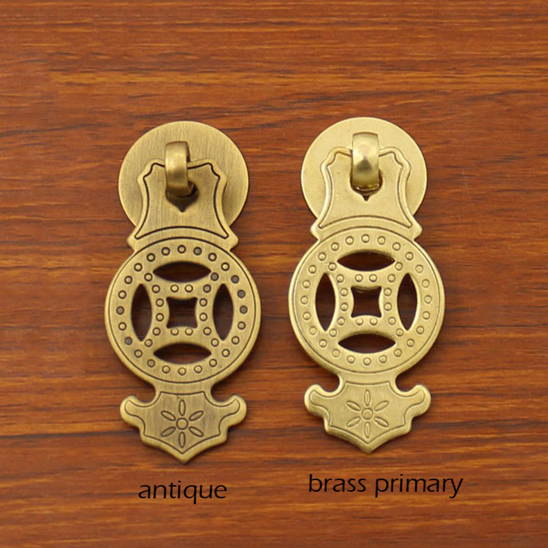 2 pcs Chinese antique drawer knob furniture door handle hardware Classical wardrobe cabinet shoe closet cone vintage pull ring