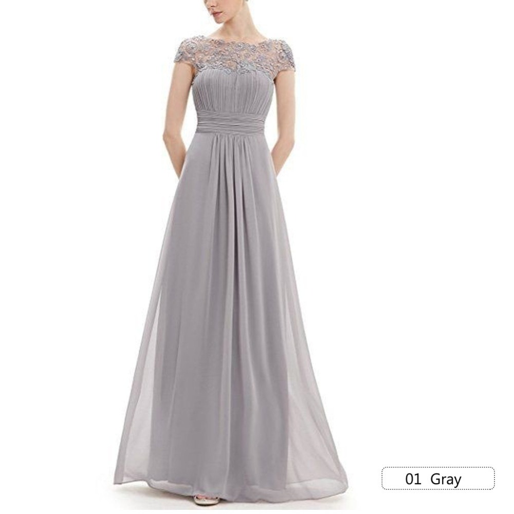 Elegant Evening Dresses New Free Shipping Black Lace Open Back Ruched Bust cap sleeve long chiffon robe de soiree