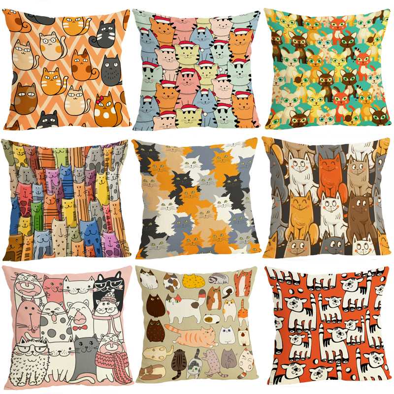 Cartoon Cat Pattern Cotton Linen Throw Pillow Cushion Cover Seat Car Home Sofa Bed Decorative Pillowcase funda cojin
Cartoon Cat Pattern Cotton Linen Throw Pillow Cushion Cover Seat Car Home Sofa Bed Decorative Pillowcase funda cojin