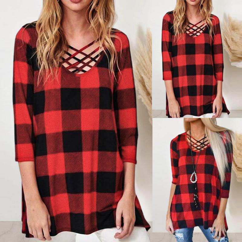 Ladies Plaid Printed Cross Long Sleeve Pullover Sweatshirt Long sleeve clothes 2020 New Womans Slim Fit Top Comfortable And soft
Ladies Plaid Printed Cross Long Sleeve Pullover Sweatshirt Long sleeve clothes 2020 New Womans Slim Fit Top Comfortable And soft