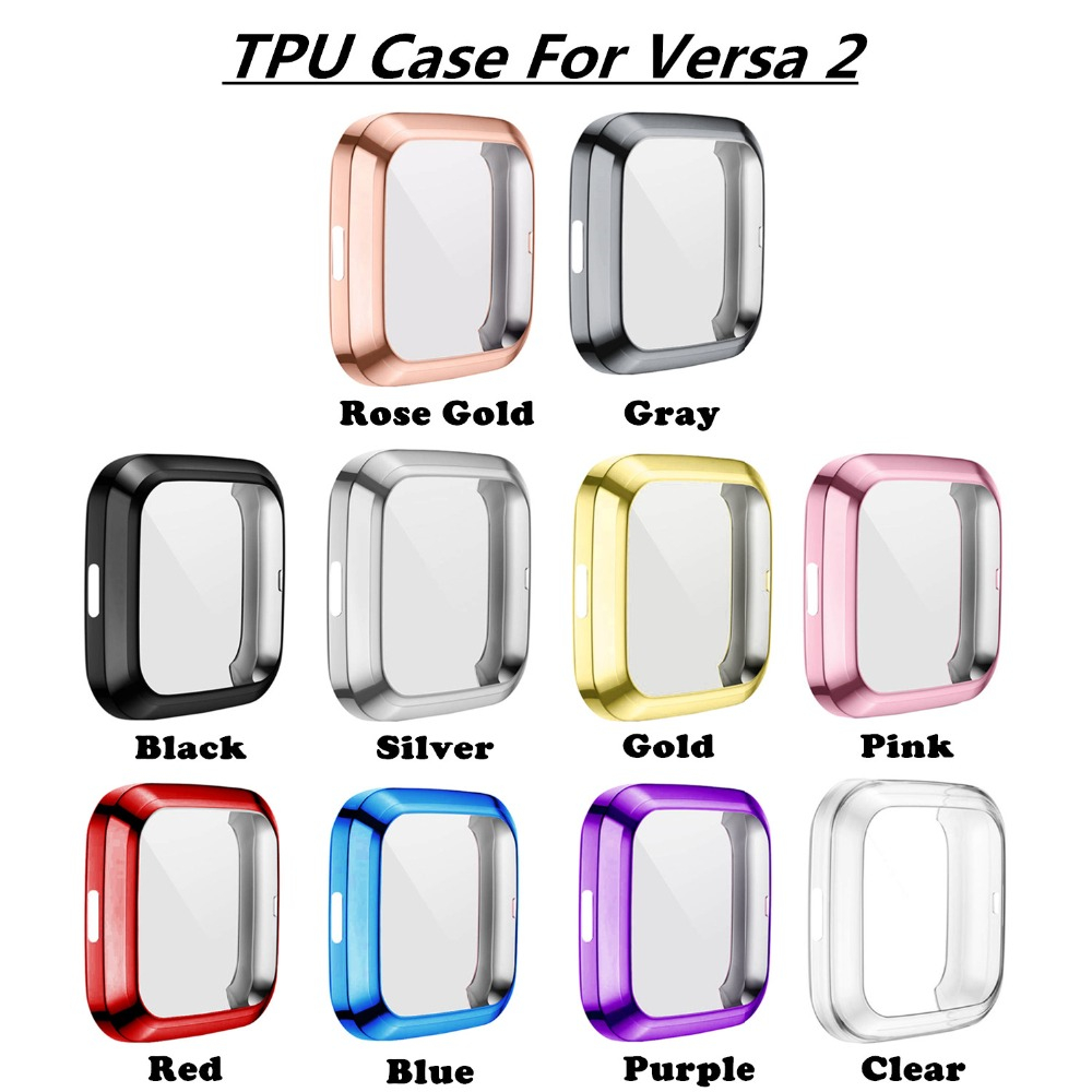 Tpu Protective Case Fitbit 3/Sense Watch Shell Cover Screen Protector For 1 Versa 2 /Sense Waterproof Anti Shock Bumper free shipping