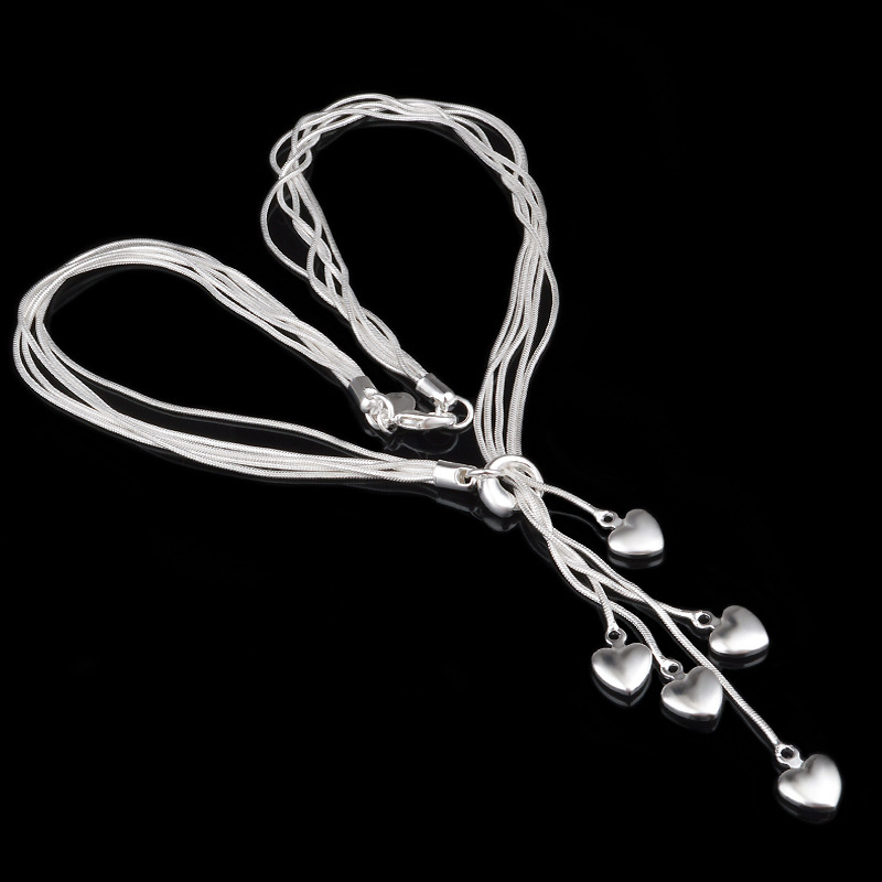 Charm Snake chain Heart Pendant Necklace for Women Silver Plated Sweater chain Jewelry accessory Drop Shipping
Charm Snake chain Heart Pendant Necklace for Women Silver Plated Sweater chain Jewelry accessory Drop Shipping