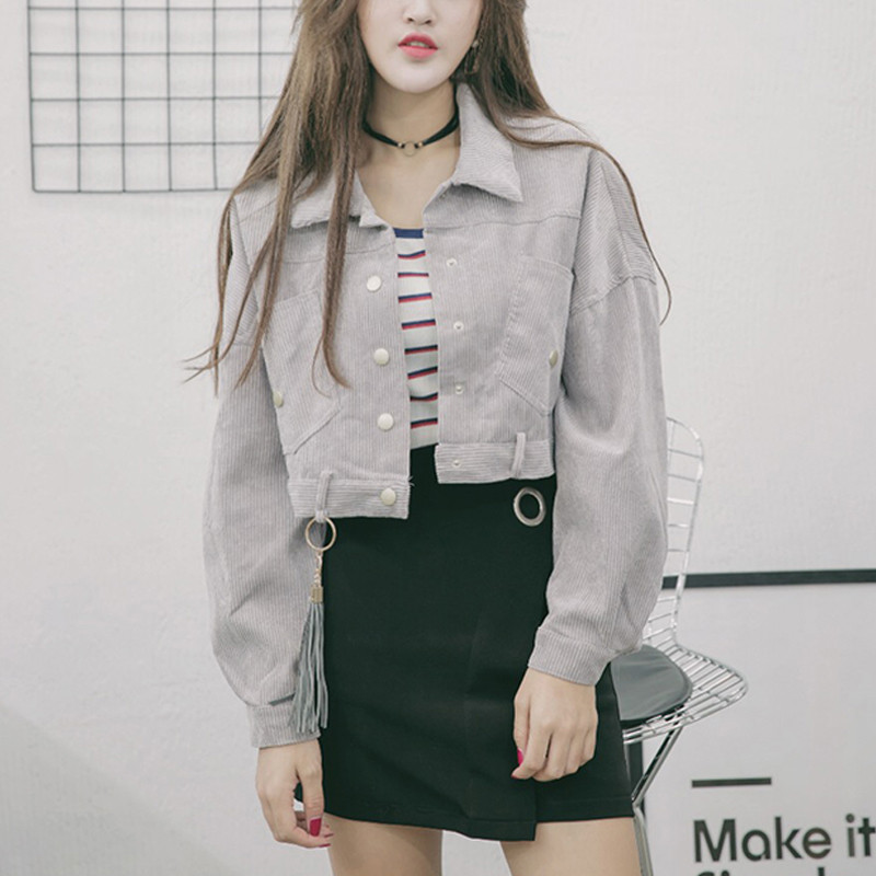 Women Corduroy Jacket Short Fashion Pocket Winter Autumn Coat Outerwear Button Tassel Black Gray Blue Jacket
Women Corduroy Jacket Short Fashion Pocket Winter Autumn Coat Outerwear Button Tassel Black Gray Blue Jacket