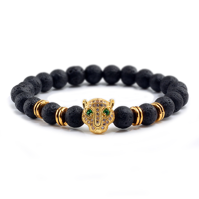 Hot CZ Pave Leopard Head Bracelets Charm Natural Lava Rock Stone Beaded Bracelet for Men Women Yoga Jewelry Pulseras Hombre
Hot CZ Pave Leopard Head Bracelets Charm Natural Lava Rock Stone Beaded Bracelet for Men Women Yoga Jewelry Pulseras Hombre