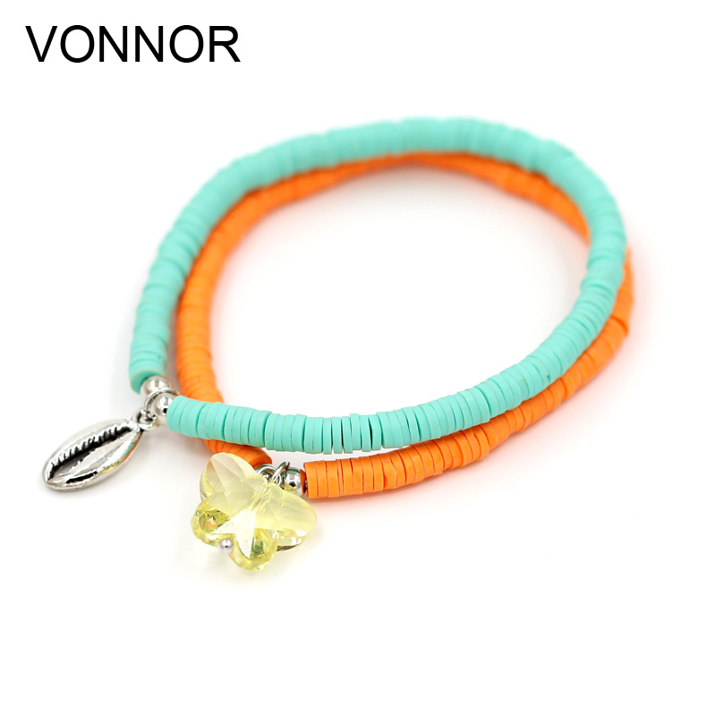 Fashion Woman Bracelet Cute Single Color Clay Bracelet with Alloy Shell Crystal Pendant Bracelets Jewelry for Female Girl Gift
Fashion Woman Bracelet Cute Single Color Clay Bracelet with Alloy Shell Crystal Pendant Bracelets Jewelry for Female Girl Gift