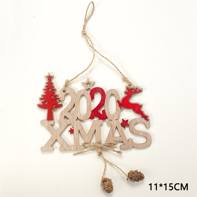2020 New Year Xmas Tree Ornament Wood Hanging Christmas Decorations for Home Christmas Elk Pendants Noel Kids Gift Navidad Decor