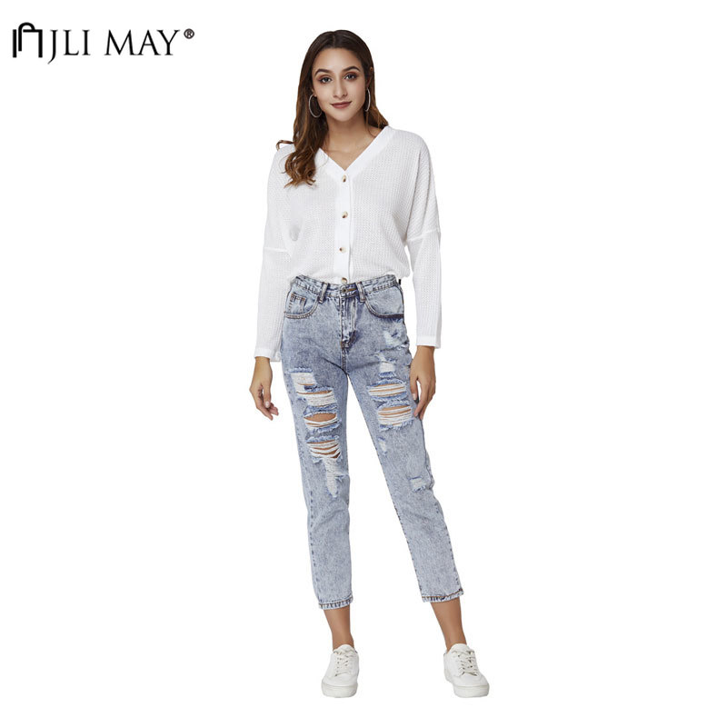 JLI MAY Vintage Womens Ripped Jeans Casual Light Washed Zipper Streetwear High Waisted Jeans Ankle-Length Pants, Gray
JLI MAY Vintage Womens Ripped Jeans Casual Light Washed Zipper Streetwear High Waisted Jeans Ankle-Length Pants, Gray