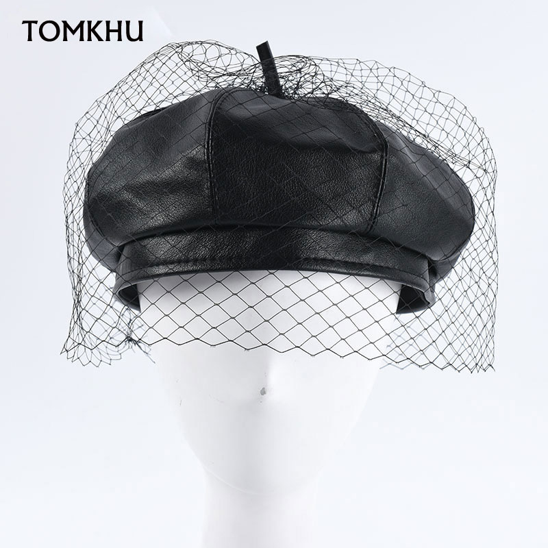 Quality Leather Beret with Net Yarn Women Black Pu Leather Flat Cap Hat Female Beret Painter Cap Lady Boina Octagonal Hat Winter, As show
Quality Leather Beret with Net Yarn Women Black Pu Leather Flat Cap Hat Female Beret Painter Cap Lady Boina Octagonal Hat Winter, As show