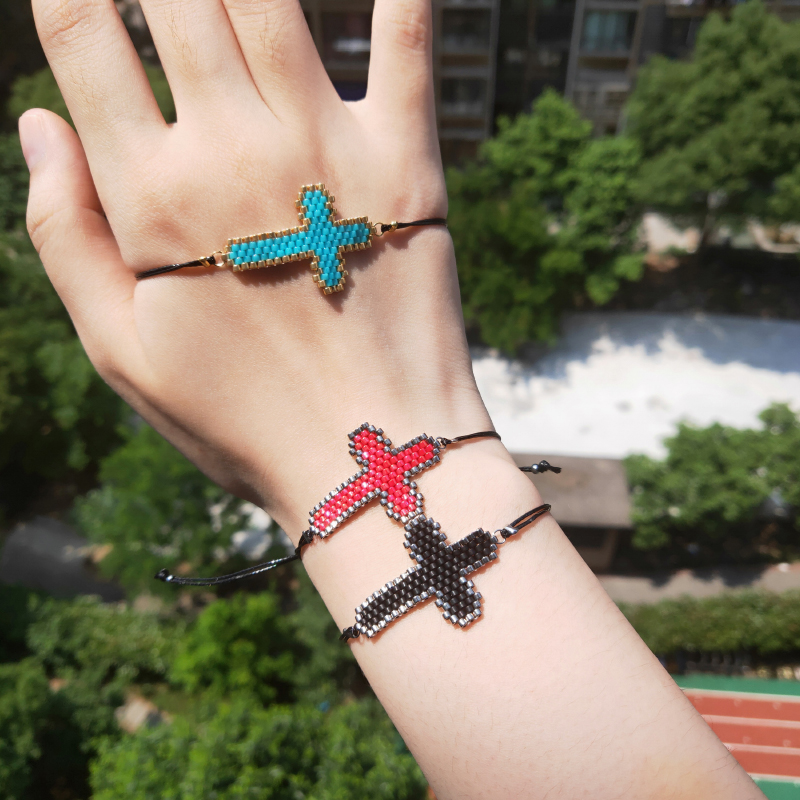 FAIRYWOO Cross Bracelet Miyuki Delica Bead Jewelry Girl Handmade Charm Bracelets Black Rope Bracelets Friendship Gifts Wholesale
FAIRYWOO Cross Bracelet Miyuki Delica Bead Jewelry Girl Handmade Charm Bracelets Black Rope Bracelets Friendship Gifts Wholesale