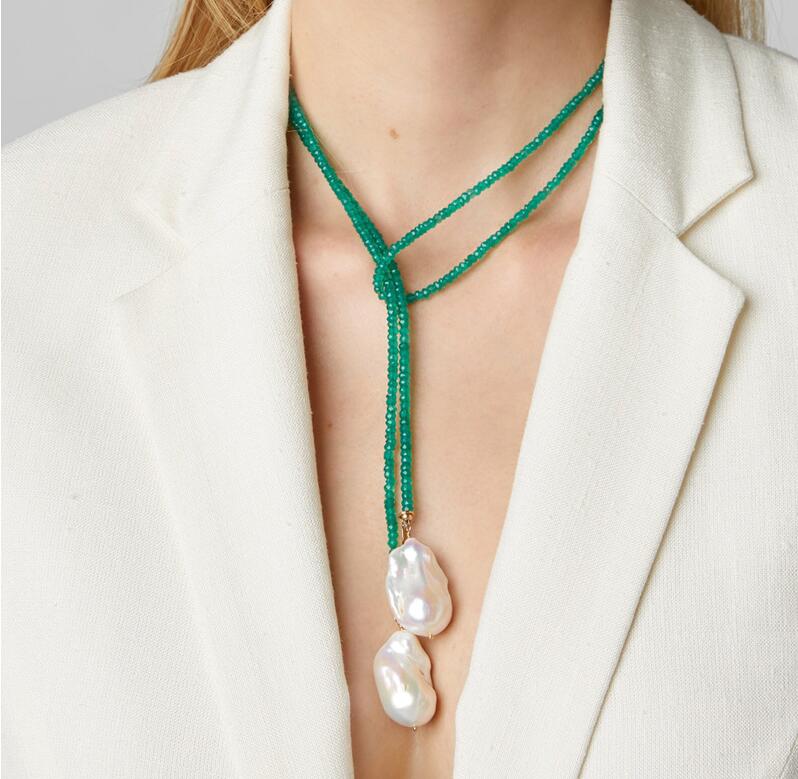 2020 boho Women Temperament Long Drop Pendientes Necklace Baroque Freshwater Pearl Green beads Exquisite Handmade Choker Jewelry
2020 boho Women Temperament Long Drop Pendientes Necklace Baroque Freshwater Pearl Green beads Exquisite Handmade Choker Jewelry