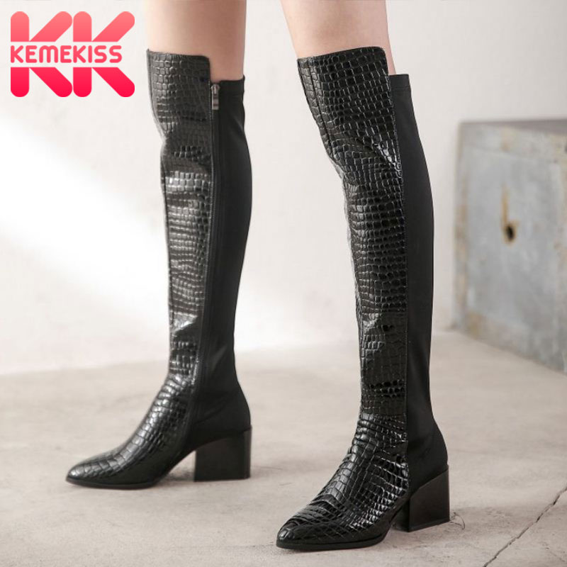 KemeKiss Genuine Leather Over The Knee Boots Ladies Winter Pointed Toe Block Heel Boots Side Zipper Footwear Size 34-39, Black
KemeKiss Genuine Leather Over The Knee Boots Ladies Winter Pointed Toe Block Heel Boots Side Zipper Footwear Size 34-39, Black