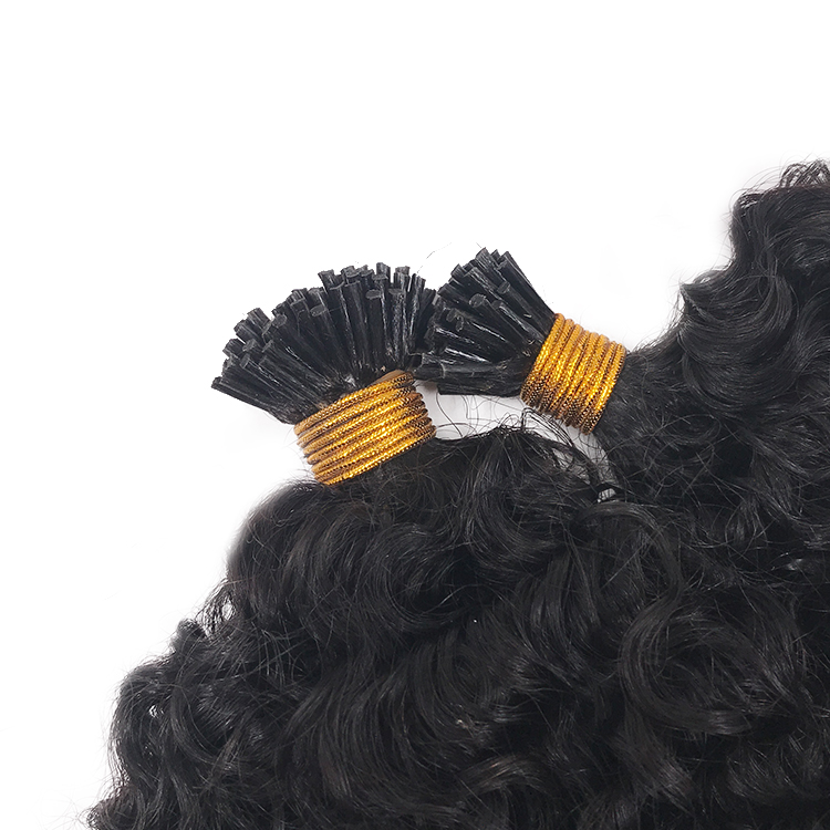 Afro Kinky Curly I tip Hair Extensions Natural Black color Microlinks Prebonded itip hair extension 100g