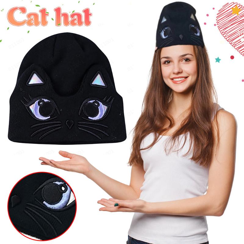 Winter Hats for Woman Cartoon Cat Embroidery Knitted Solid Cute Hat Girls Female Beanie Caps Warmer Bonnet Ladies Casual Cap, Black
Winter Hats for Woman Cartoon Cat Embroidery Knitted Solid Cute Hat Girls Female Beanie Caps Warmer Bonnet Ladies Casual Cap, Black