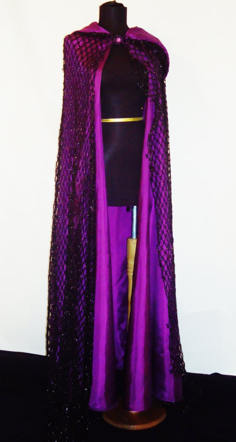 Sparkly Purple Hooded Cloaks Winter Wedding Capes Wicca Robe Warm Hallowmas Christmas Evening Party Prom Jacket