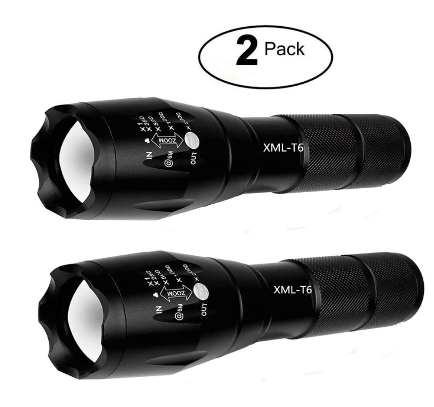 2 Pack Tactical Flashlight Torch, Military Grade 5 Modes XML T6 3000 Lumens Tactical Led Waterproof Handheld Flashlight for Camping Biking
2 Pack Tactical Flashlight Torch, Military Grade 5 Modes XML T6 3000 Lumens Tactical Led Waterproof Handheld Flashlight for Camping Biking