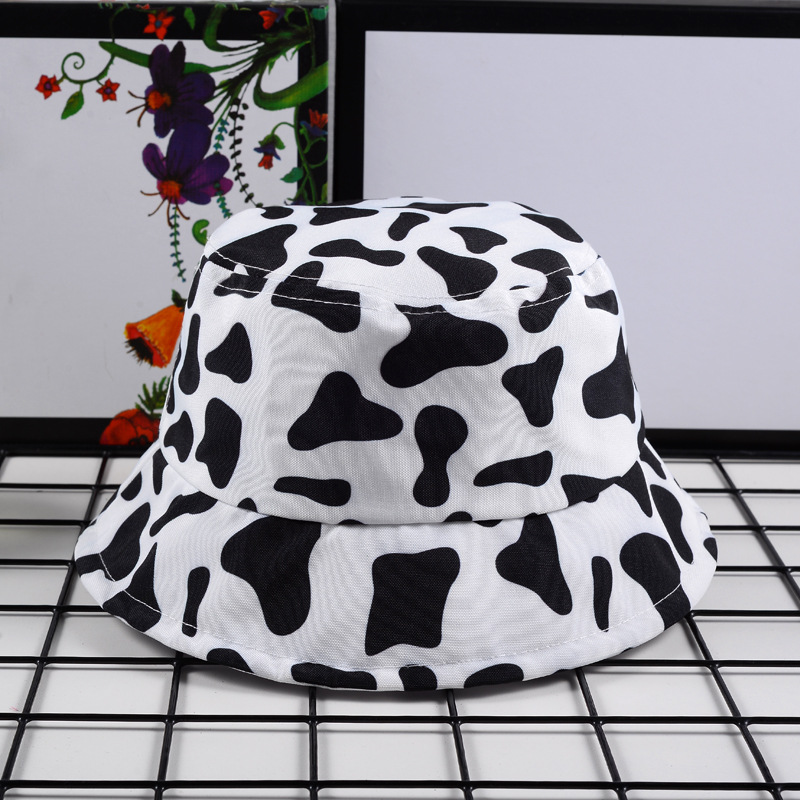 New Fashion Cow Print Hat White Black Bucket Hat Reversible Fisherman Caps Summer Hats For Women Gorras