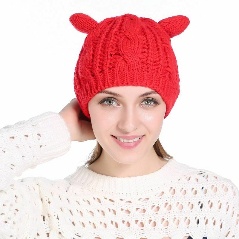 Women's Fashionable Winter Beanies Cute Ear Shapes Caps Warmed Knitted Hats Gift, Black
Women's Fashionable Winter Beanies Cute Ear Shapes Caps Warmed Knitted Hats Gift, Black