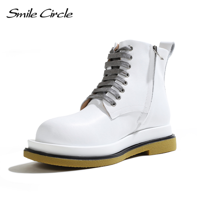 Smile Circle Ankle Boots Women Flats Platform shoes Split leather autumn Fashion Round toe Casual Short Boots Ladies, Black
Smile Circle Ankle Boots Women Flats Platform shoes Split leather autumn Fashion Round toe Casual Short Boots Ladies, Black