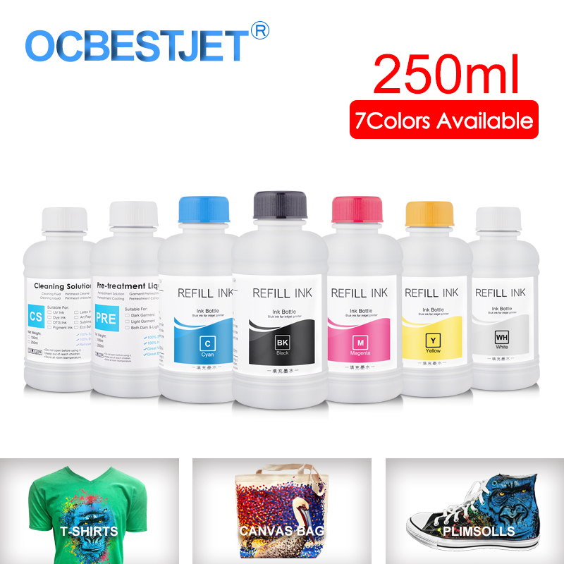 250ML DTG Ink Textile InK Garment For DX4 DX5 DX6 DX7 DX10 Printhead For 1390 R1900 R2000 F2000 F2100 7Colors Optional
250ML DTG Ink Textile InK Garment For DX4 DX5 DX6 DX7 DX10 Printhead For 1390 R1900 R2000 F2000 F2100 7Colors Optional