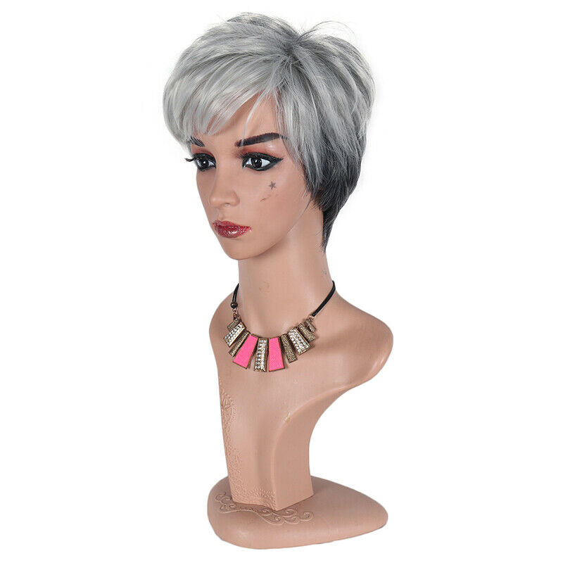 Women Fashion Natural Short Wig Synthetic Hair Full Wig with Bangs Xmas Cosplay