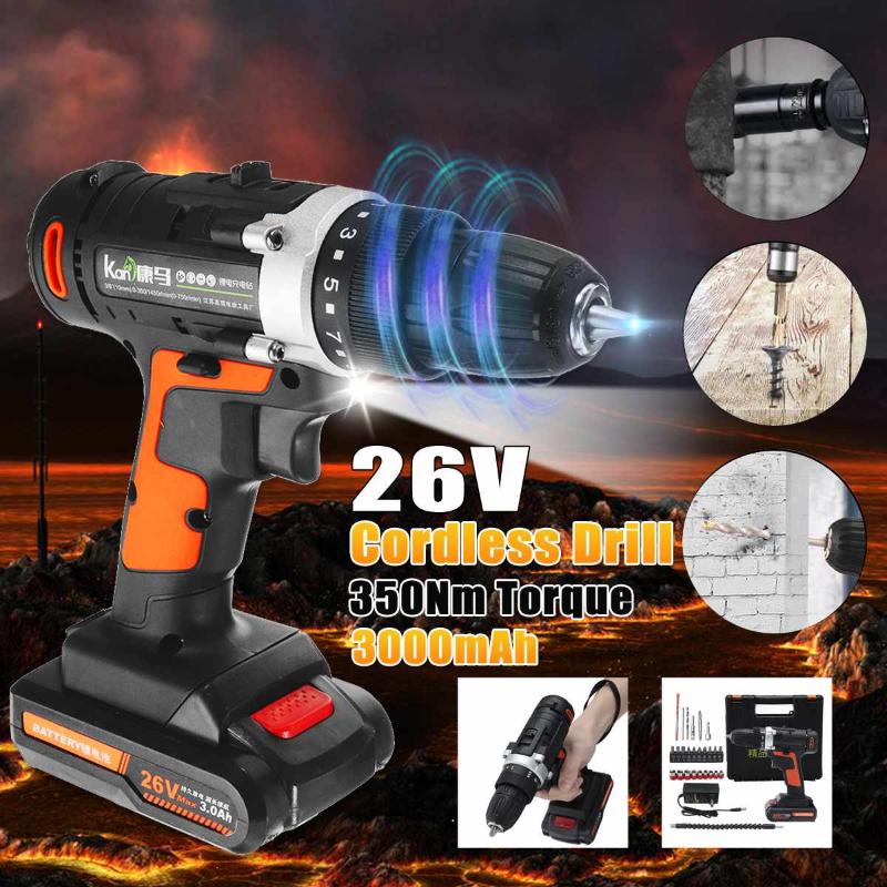 Electric Drill Cordless Drill 26V 2 Speed 3 IN1 Electric Screwdriver Hammer Power Driver with 1/2 Lithium-Ion Battery Power Tool
Electric Drill Cordless Drill 26V 2 Speed 3 IN1 Electric Screwdriver Hammer Power Driver with 1/2 Lithium-Ion Battery Power Tool