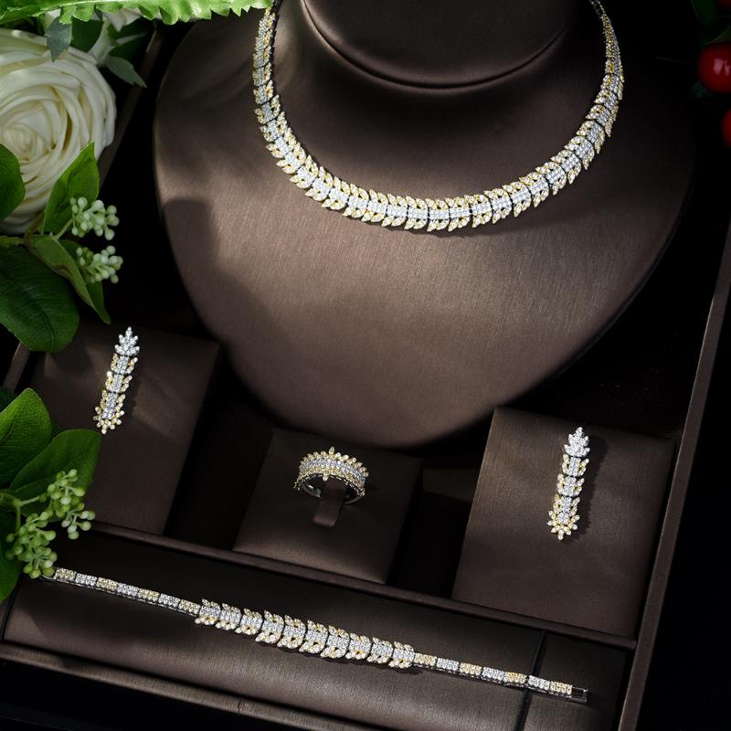 HIBRIDE Trendy 2 Tones Earring and Necklace Jewelry Set for Women Cubic Zirconia Bridal Jewelry Set bijoux femme ensemble N-1092, Silver
HIBRIDE Trendy 2 Tones Earring and Necklace Jewelry Set for Women Cubic Zirconia Bridal Jewelry Set bijoux femme ensemble N-1092, Silver