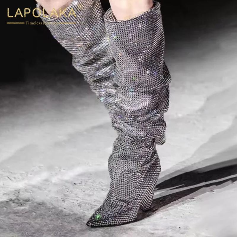 Boots Lapolaka 2021 Design Top Quality Knee High Women Shoes Pointed Toe Spike Heels Crystal Shiny Ladies, Silver
Boots Lapolaka 2021 Design Top Quality Knee High Women Shoes Pointed Toe Spike Heels Crystal Shiny Ladies, Silver