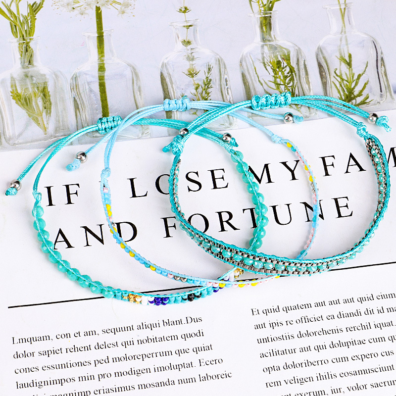 Bohemian Crystal Beads Friendship Braided Rope Bracelets for Women Charms Cotton Weave Rope Chain Bracelet Men Jewelry New