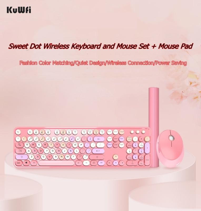 New 3 in 1 kuwfi Sweet Mixed Color Retro Round Keycap 2.4Ghz Wireless Keyboard and Mouse Set Cute Girl 104 Key Design
New 3 in 1 kuwfi Sweet Mixed Color Retro Round Keycap 2.4Ghz Wireless Keyboard and Mouse Set Cute Girl 104 Key Design