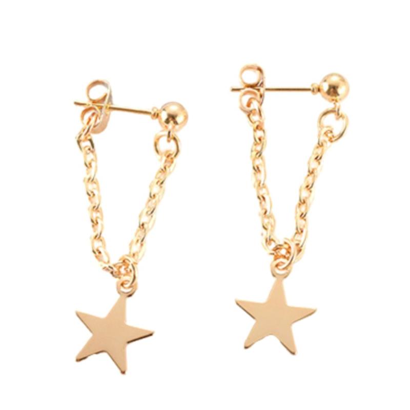 Simple fashion short star chain rear hanging ear stud star ear studs Women Wedding Party Romantic Fine Jewelry
Simple fashion short star chain rear hanging ear stud star ear studs Women Wedding Party Romantic Fine Jewelry