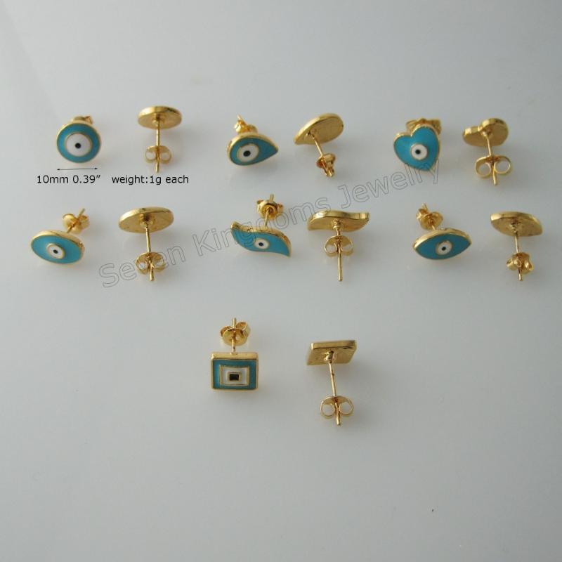 FOROMANCE/ 4 DESIGNS AVAILABLE EVIL EYE FACE SIZE AROUND 0.39" - YELLOW GOLD GP OVERLAY STUD GREEN ENAMEL EARRING
FOROMANCE/ 4 DESIGNS AVAILABLE EVIL EYE FACE SIZE AROUND 0.39" - YELLOW GOLD GP OVERLAY STUD GREEN ENAMEL EARRING