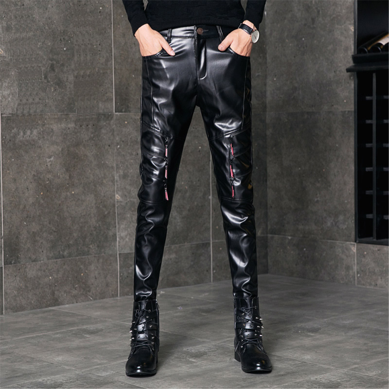 Men Black Faux Leather Skinny Pants Stage Club Trousers Rock Hip hop Streetwear Motorcycle Biker Windproof Warm PU Leather Pants, As pic
Men Black Faux Leather Skinny Pants Stage Club Trousers Rock Hip hop Streetwear Motorcycle Biker Windproof Warm PU Leather Pants, As pic