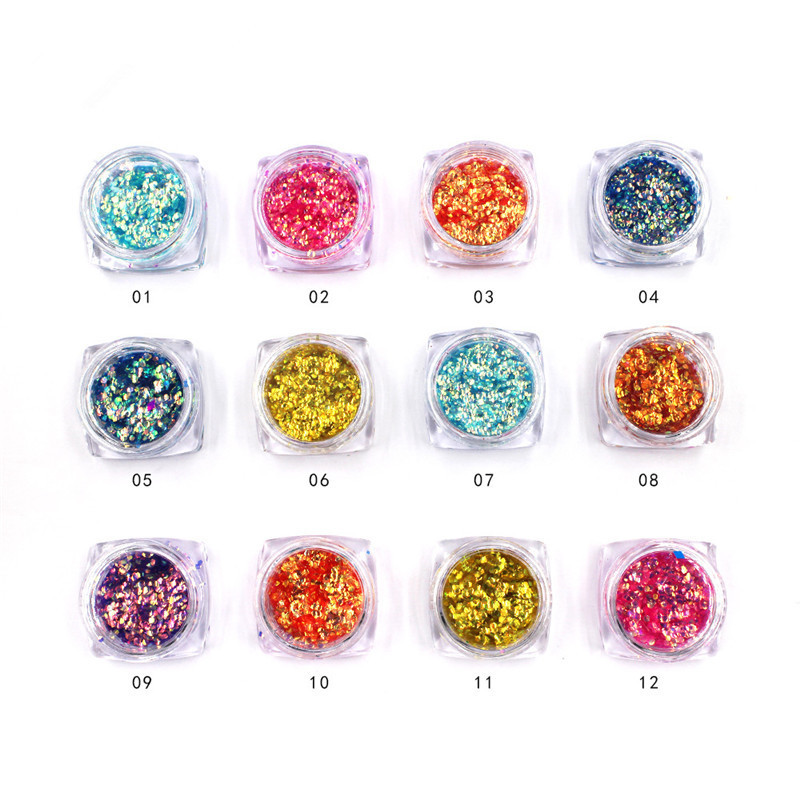 Nail Glitter Nail Art Rhinestone Decorations 12 Color Set Professional Fish Scales Nail Art Stickers Kit DIY Tools Diamante De Imitacion Strass-maniku