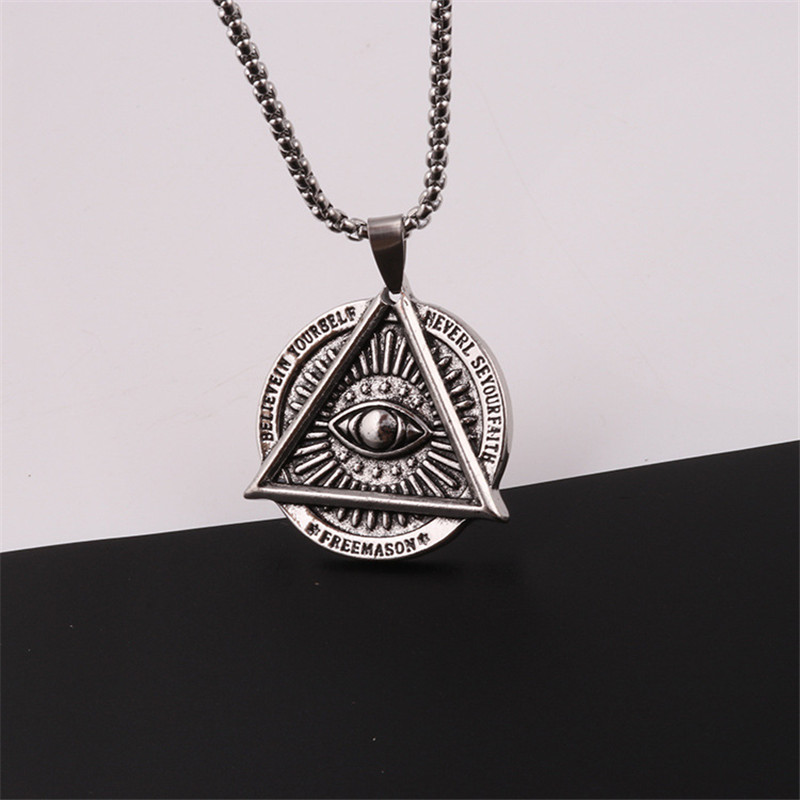 1Pc European Retro Alloy Evil Eye Men'S Necklace Fashion Punk Male Triangle Pendant Jewelry Winter Long Sweater Chain Women N42
1Pc European Retro Alloy Evil Eye Men'S Necklace Fashion Punk Male Triangle Pendant Jewelry Winter Long Sweater Chain Women N42