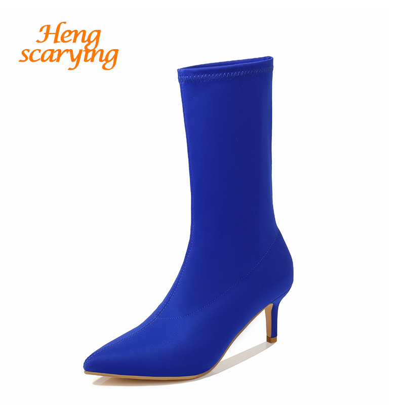 2020 Winter New Socks Boots Fashion Women Stretch Fabric Pointed Toe Ankle Boots Yellow Blue Red Low Heels Plus Size Shoes, Black
2020 Winter New Socks Boots Fashion Women Stretch Fabric Pointed Toe Ankle Boots Yellow Blue Red Low Heels Plus Size Shoes, Black