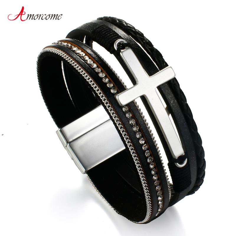 Amorcome Multilayer Cross Charm Leather Bracelets for Women Vintage Rhinestones Warp Bracelet Bangle Fashion Jewelry
Amorcome Multilayer Cross Charm Leather Bracelets for Women Vintage Rhinestones Warp Bracelet Bangle Fashion Jewelry