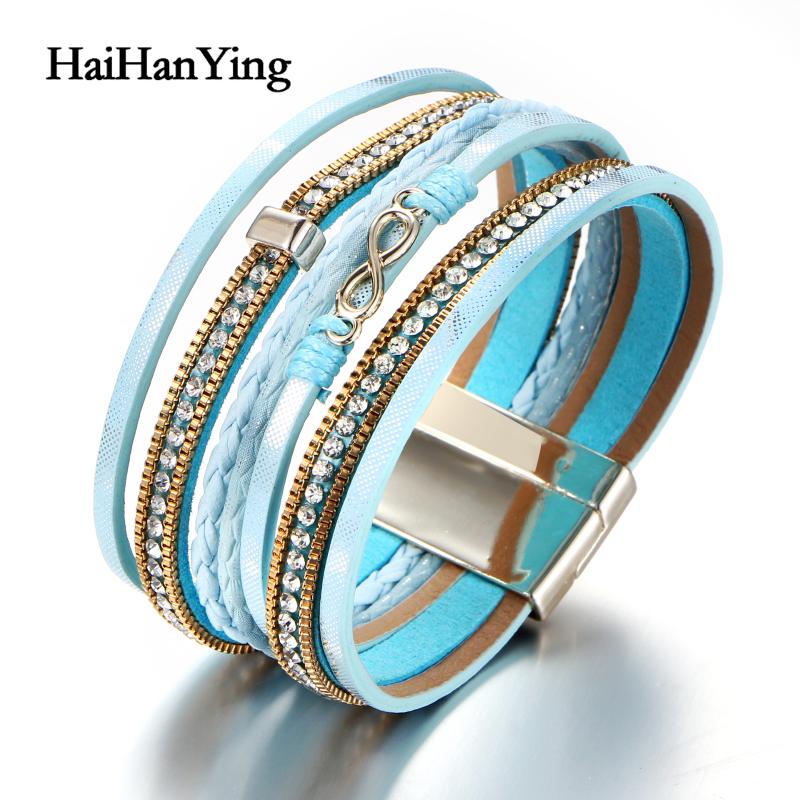 Crystal Surround Leather Bracelet Men's and Women's 2020 Fashion Bracelet and Elegant Multilayer Wide Jewelry
Crystal Surround Leather Bracelet Men's and Women's 2020 Fashion Bracelet and Elegant Multilayer Wide Jewelry