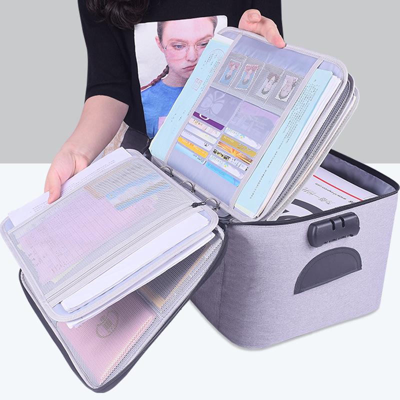High Capacity Briefcase Heighten Multifunction Storage Documents Bag office Certificate file Organization package Accessories, B gray without lock
High Capacity Briefcase Heighten Multifunction Storage Documents Bag office Certificate file Organization package Accessories, B gray without lock