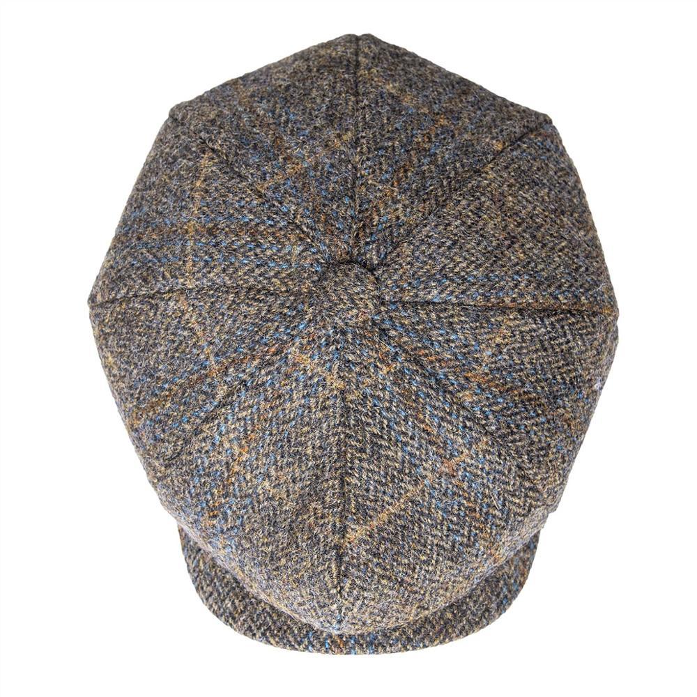 BOTVELA 100% Wool Tweed Check Newsboy Cap Men Gray Beige Herringbone Baker Boy Caps Flat Hat Gatsby Cabbies Boina 029 T200911