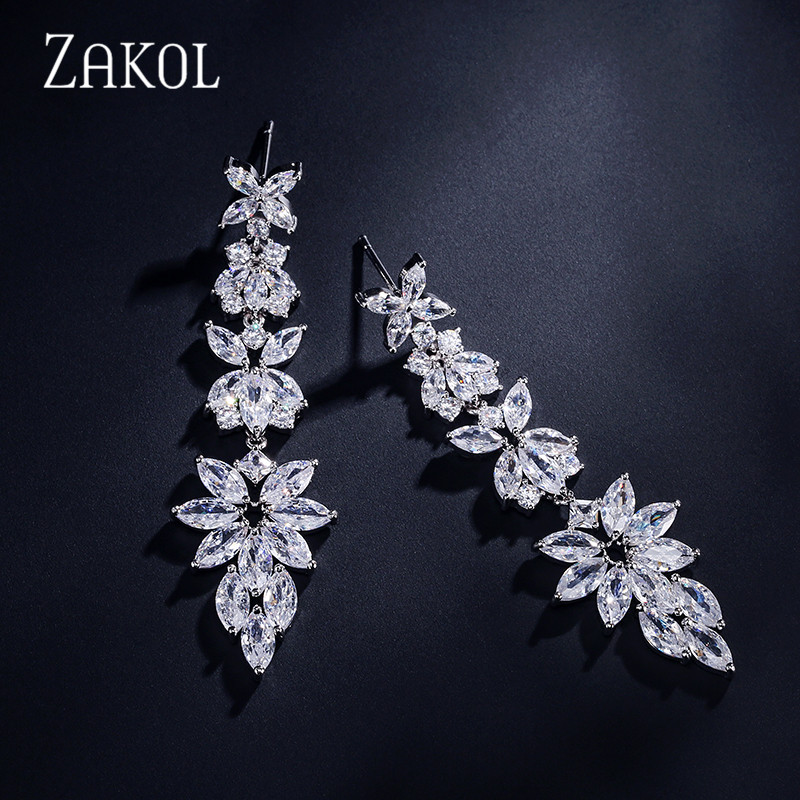 ZAKOL Fashion Marquise Cut Cubic Zirconia Long Leaf Drop Earrings for Women Bridal Wedding Anniversary Jewelry FSEP2219
ZAKOL Fashion Marquise Cut Cubic Zirconia Long Leaf Drop Earrings for Women Bridal Wedding Anniversary Jewelry FSEP2219