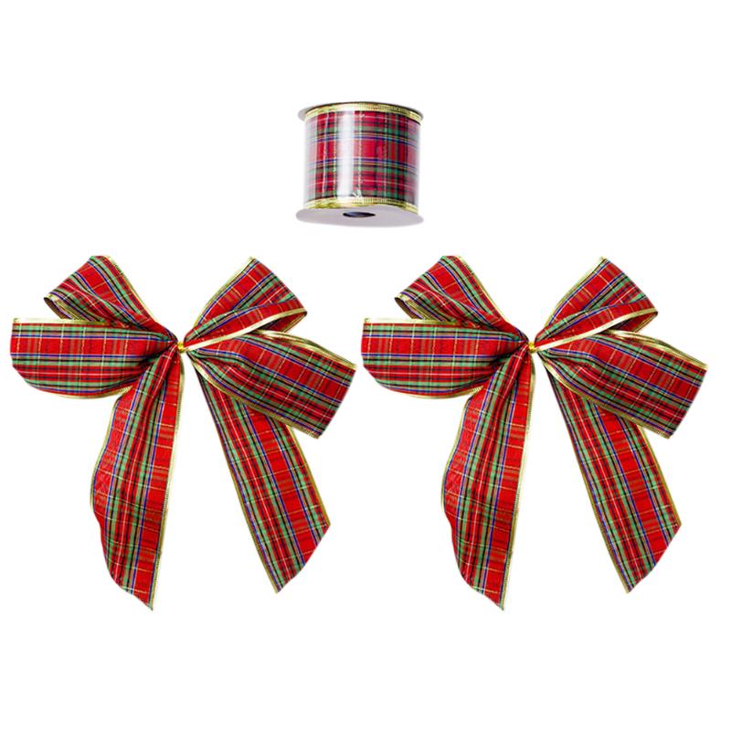 1 Roll 3m Christmas Decorations Ribbons Bowknot New Year DIY Material Party Craft Color Bar Sequins Plaid Ribbons Gift Packaging