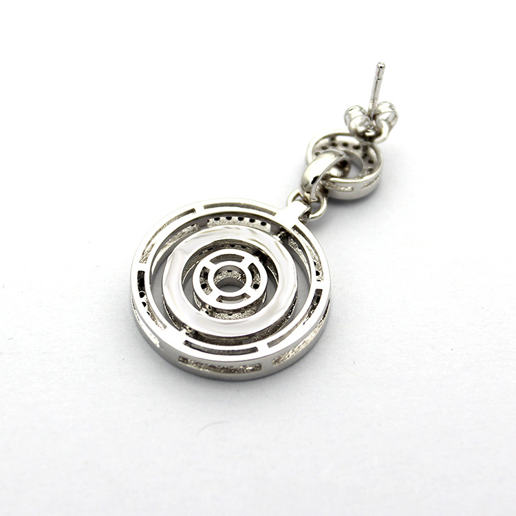 Europe America Style Lady Women Titanium Steel Tassels Engraved B Initials 3 Circle Full Diamond Stud Earrings 2 Color