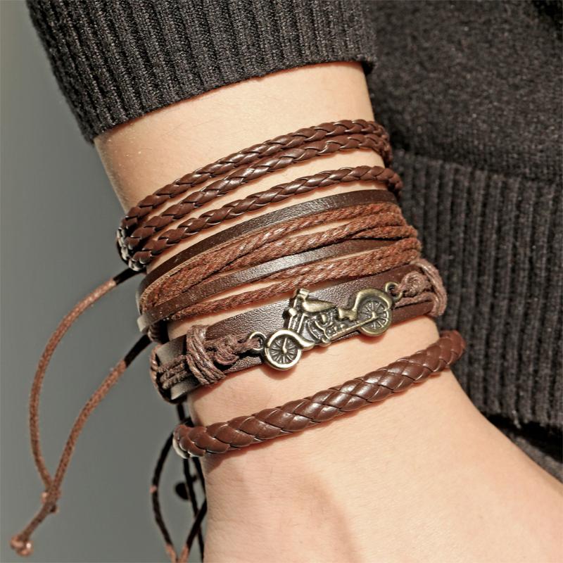2020 Fashion Retro Brown Multilayer Men's Bracelet Bohemian Leather Motorcycle Winding Wrist Bracelet Set Jewelry Gift
2020 Fashion Retro Brown Multilayer Men's Bracelet Bohemian Leather Motorcycle Winding Wrist Bracelet Set Jewelry Gift