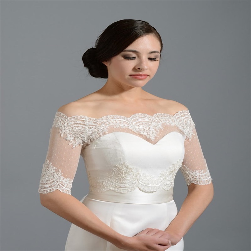 Elegant Bridal Lace Jacket Batesu Long Sleeves Appliques Wrap Sheath Bridal Bolero For Wedding Dresses Custom Made High Quality Jacket