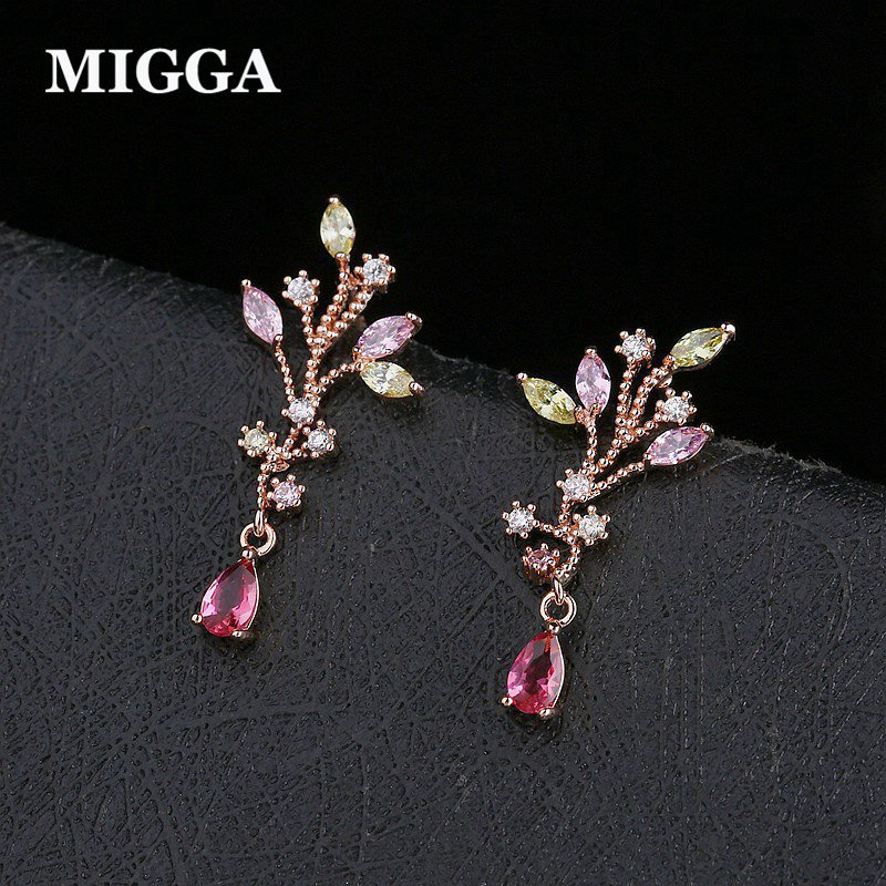 MIGGA Designer Multicolor Stone Cubic Zircon Earrings for Women Rose Gold Color Branch Water Drop Dangler
MIGGA Designer Multicolor Stone Cubic Zircon Earrings for Women Rose Gold Color Branch Water Drop Dangler