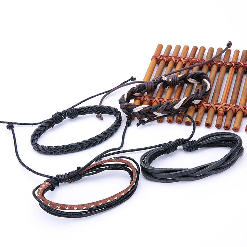 4 Pcs/Set Men Bracelet Cow Leather Casual Bangles Multilayer Braided Wristband XIN-Shipping
4 Pcs/Set Men Bracelet Cow Leather Casual Bangles Multilayer Braided Wristband XIN-Shipping