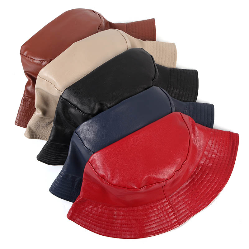 Women's Leather Bucket Hat Fashion 2020 Korea Style Black Red Woman Bucket Hats gorra mujer Bob Chapeau Femme fisherman Cap
Women's Leather Bucket Hat Fashion 2020 Korea Style Black Red Woman Bucket Hats gorra mujer Bob Chapeau Femme fisherman Cap