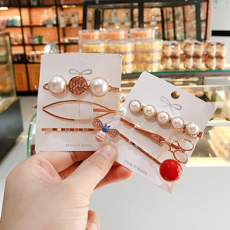 Christmas Decorations 3Pcs/Set Women Barrette Metal Gold Pearl Hair Clip For 2021 Fashion Korean Pins Hairband Accessories Jewelry